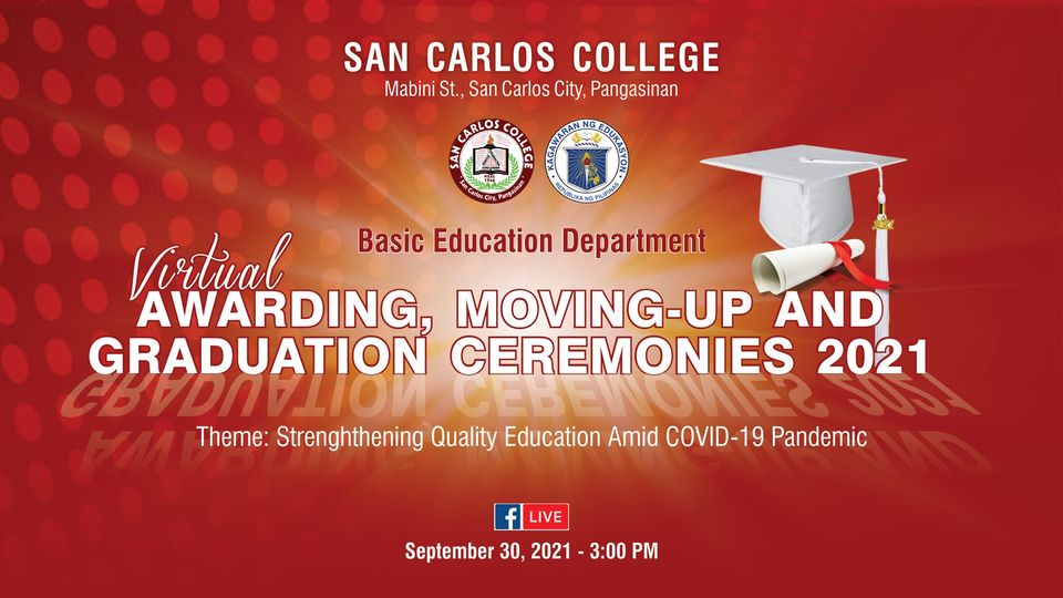 San Carlos College Conducts First Virtual Awarding, Moving-Up, and Graduation Ceremony for the Basic Education
